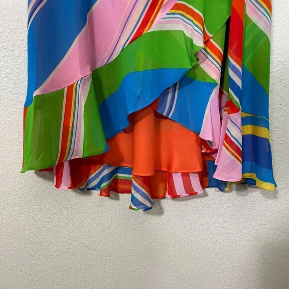 Lauren Ralph Lauren Dress 20W 2X Multi Color Layers Striped Whimsi Womens - Picture 7 of 9